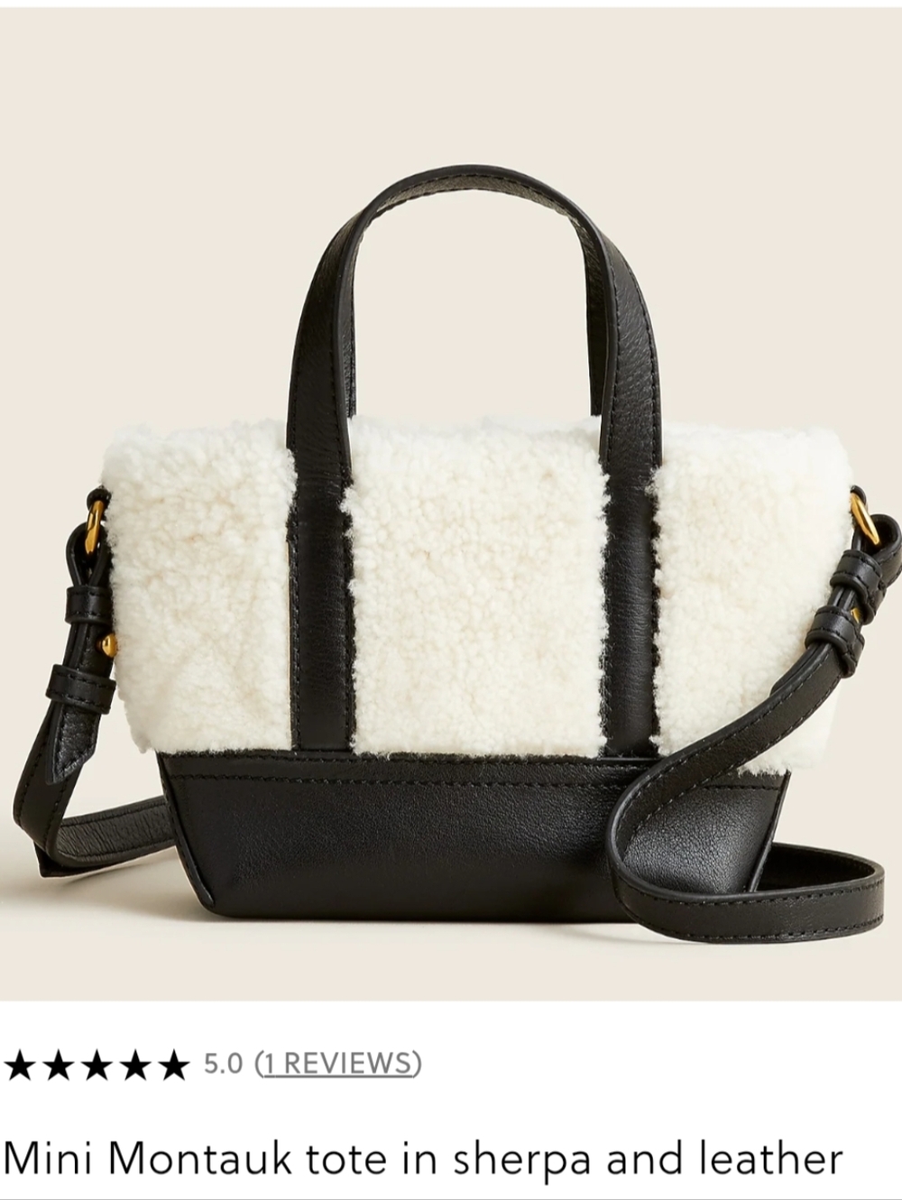 J. Crew Montauk Mini Tote Leather & Sherpa